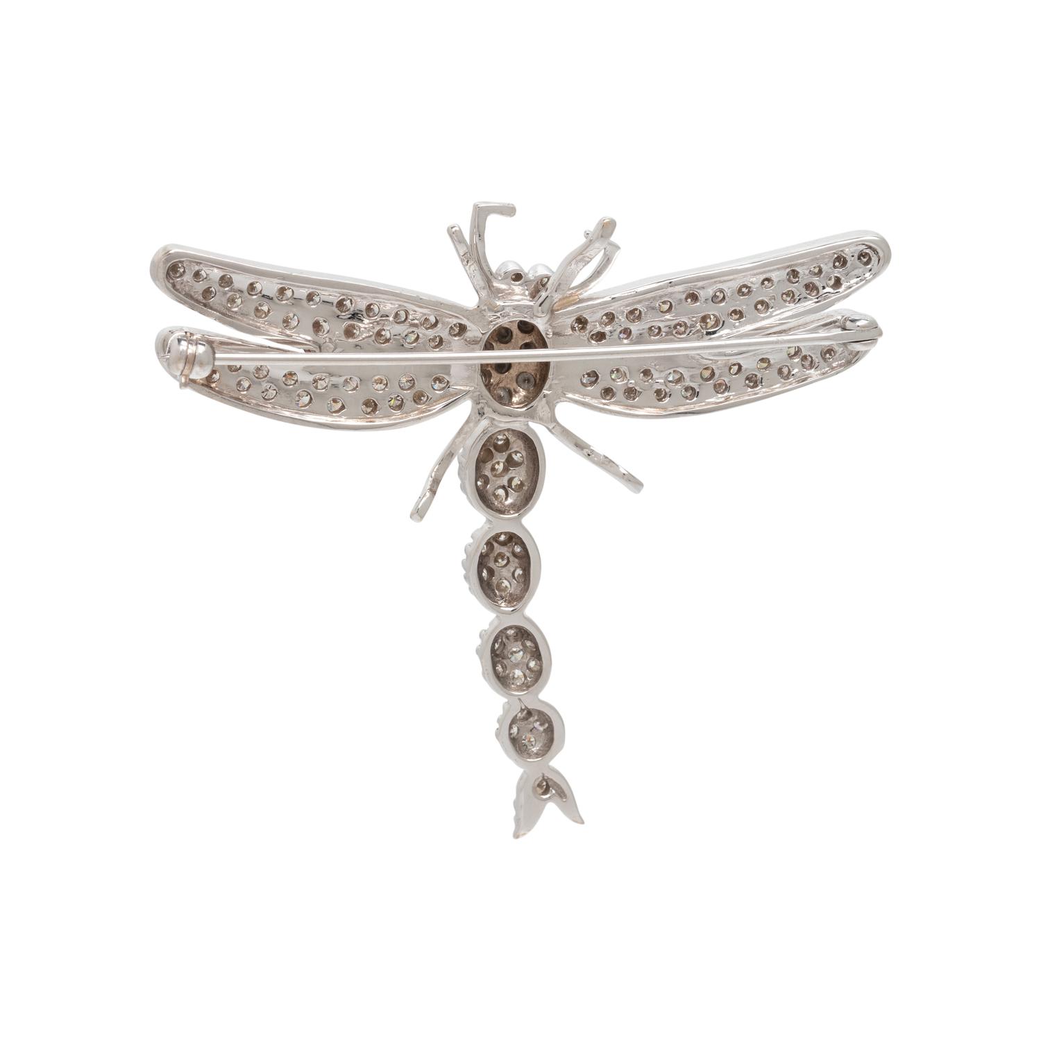 WHITE GOLD AND DIAMOND DRAGONFLY BROOCH