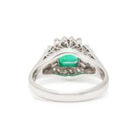 PLATINUM, EMERALD, AND DIAMOND RING