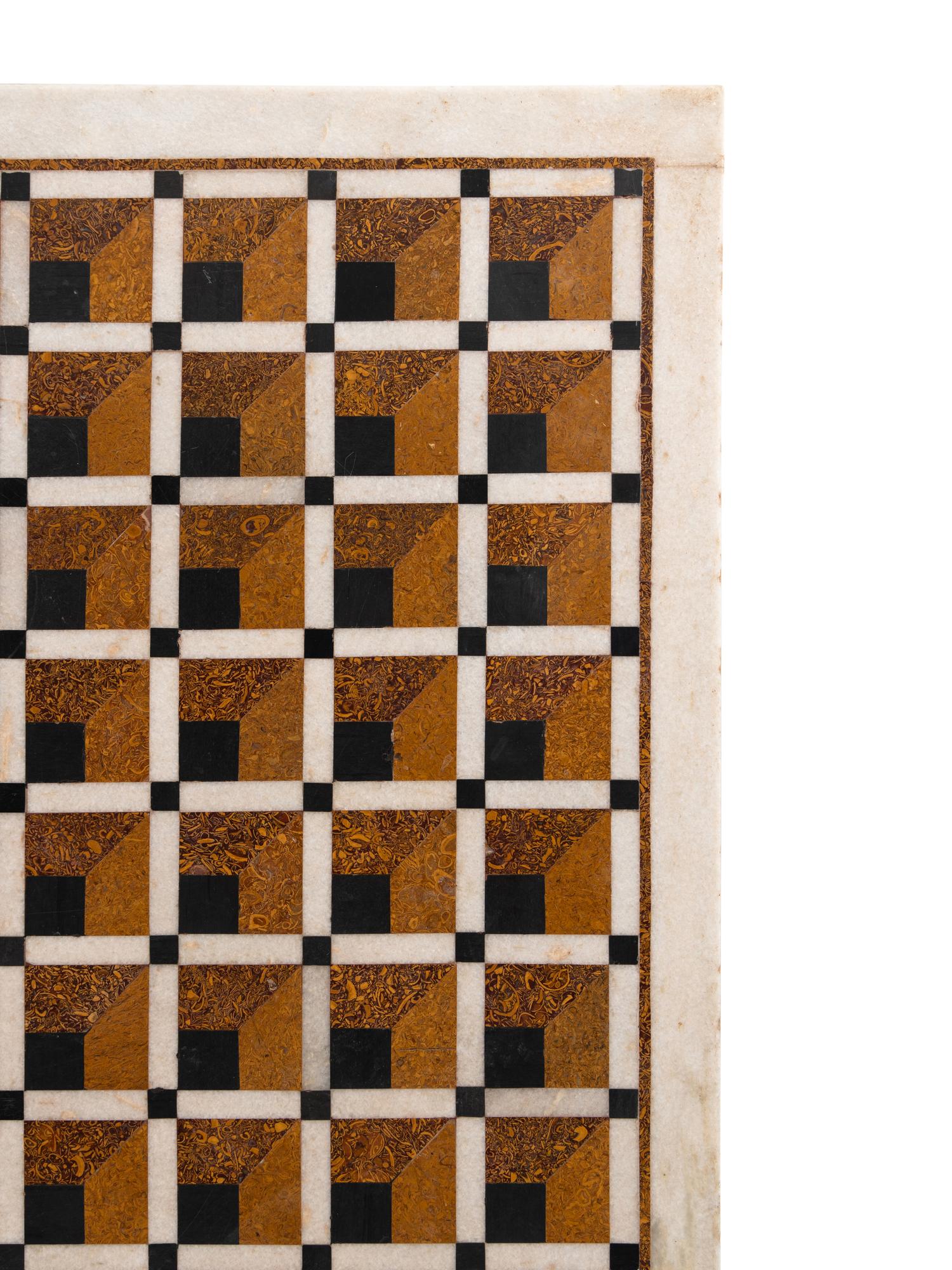 An Italian Carved Marble and Pietra Dura Low Table