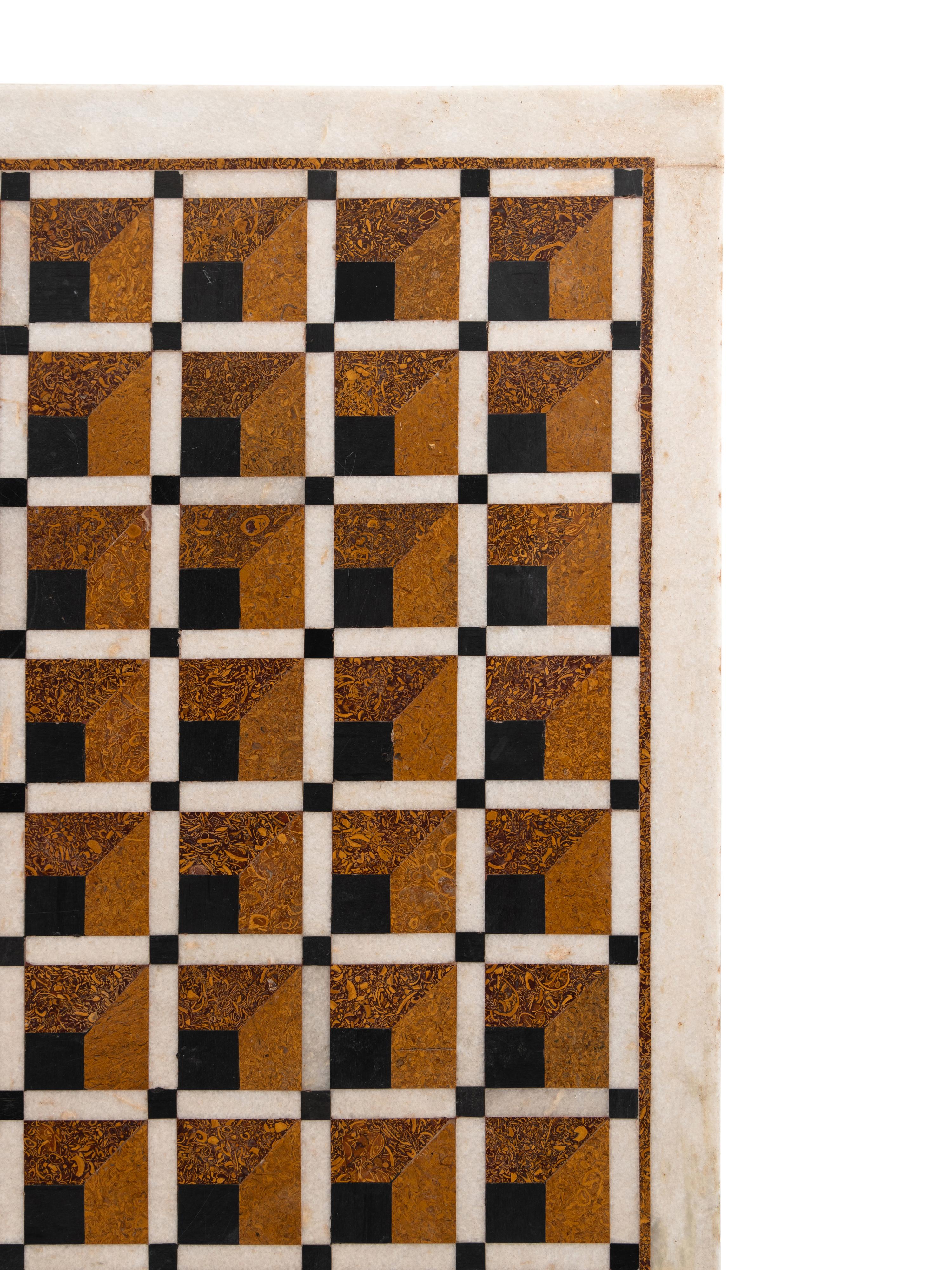 An Italian Carved Marble and Pietra Dura Low Table