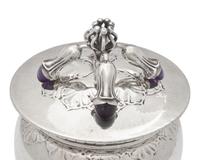 A Georg Jensen Silver and Amethyst Mounted Covered Urn