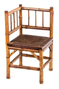 Three Victorian Bamboo Corner Chairs Height of first 36 inches.