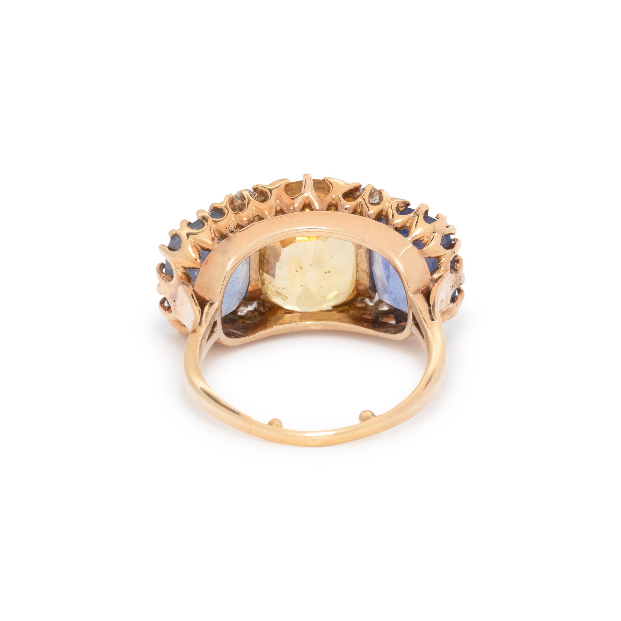 MULTICOLOR CEYLON SAPPHIRE AND DIAMOND RING