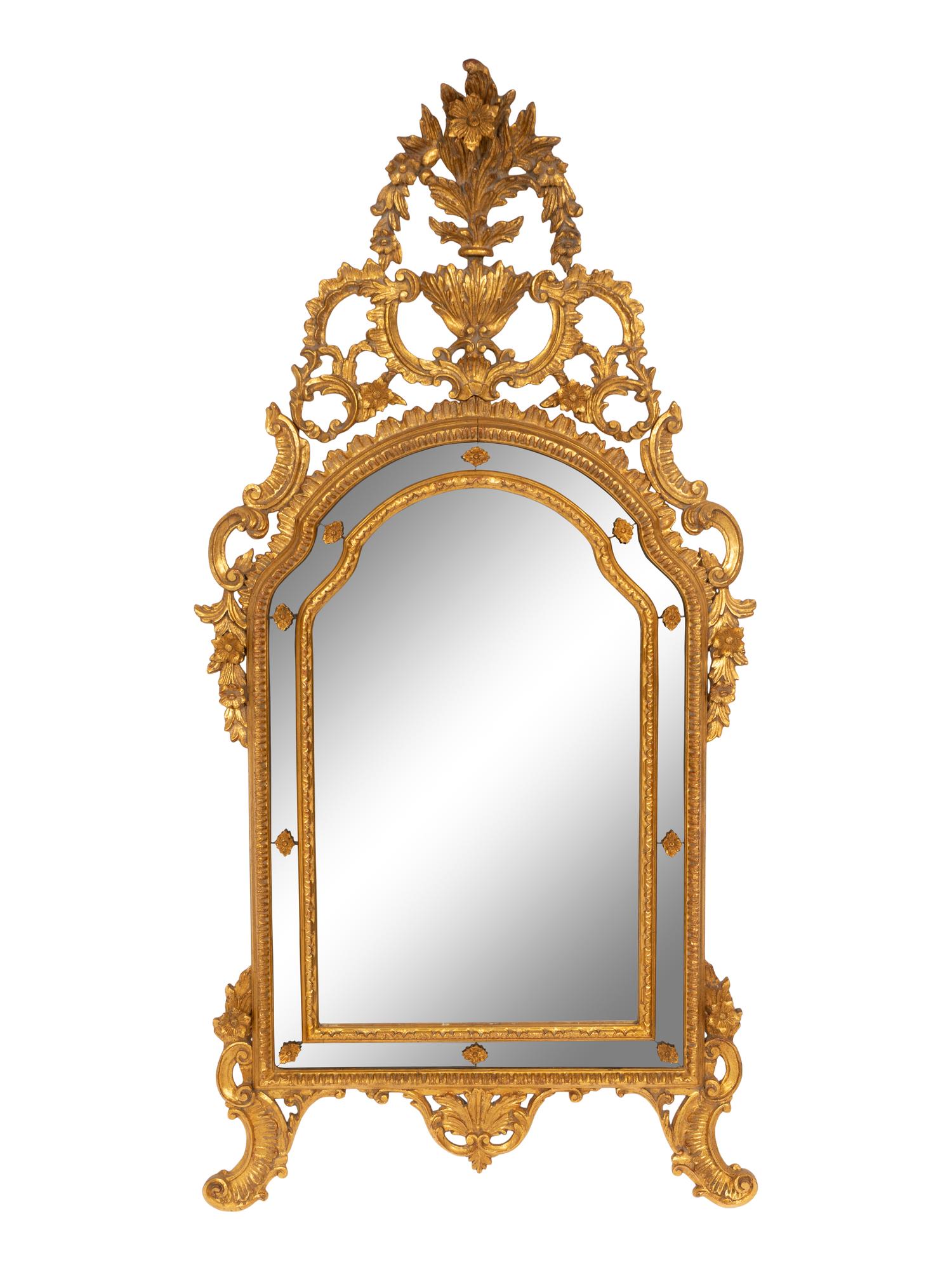 A Large Louis XV Style Giltwood Parclose Mirror