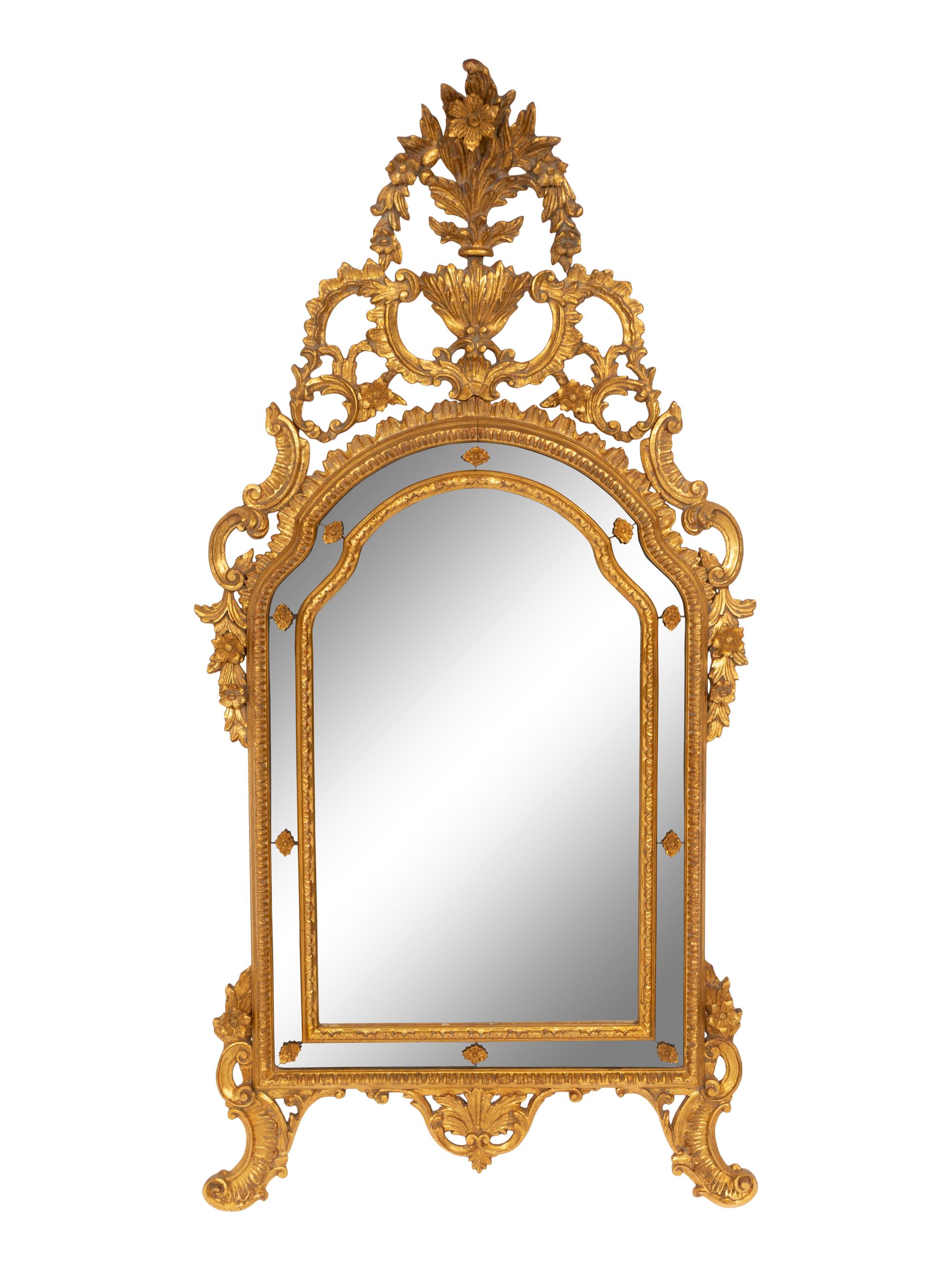 A Large Louis XV Style Giltwood Parclose Mirror