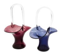 Two Glass Baskets Height of tallest 11 inches.