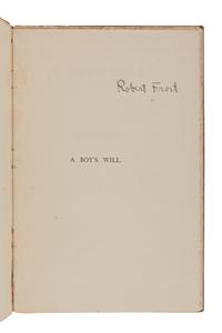 FROST, Robert (1874-1963). A Boy's Will. London: David Nutt, 1913.