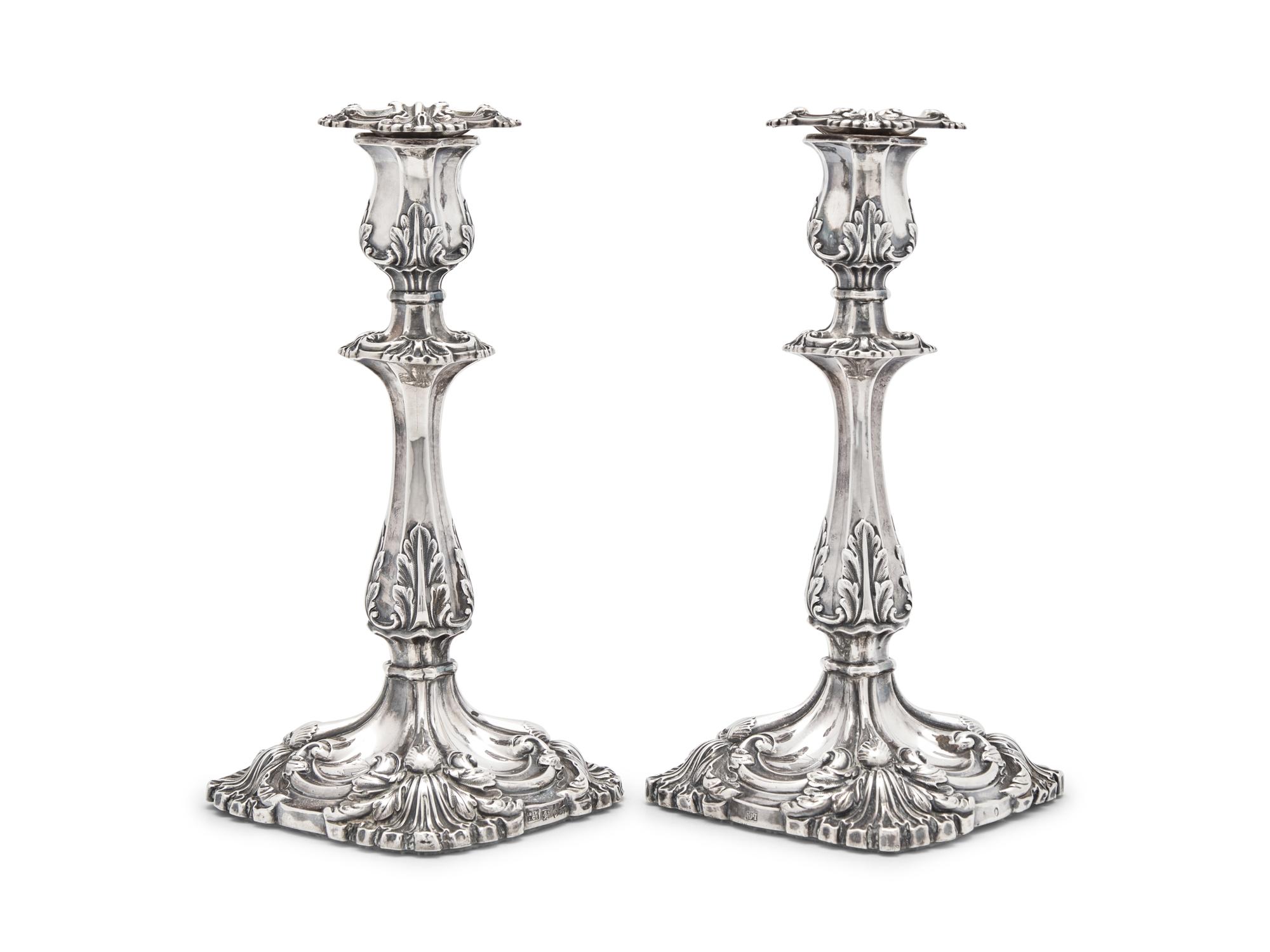 An Assembled Pair of William IV Silver Candlesticks