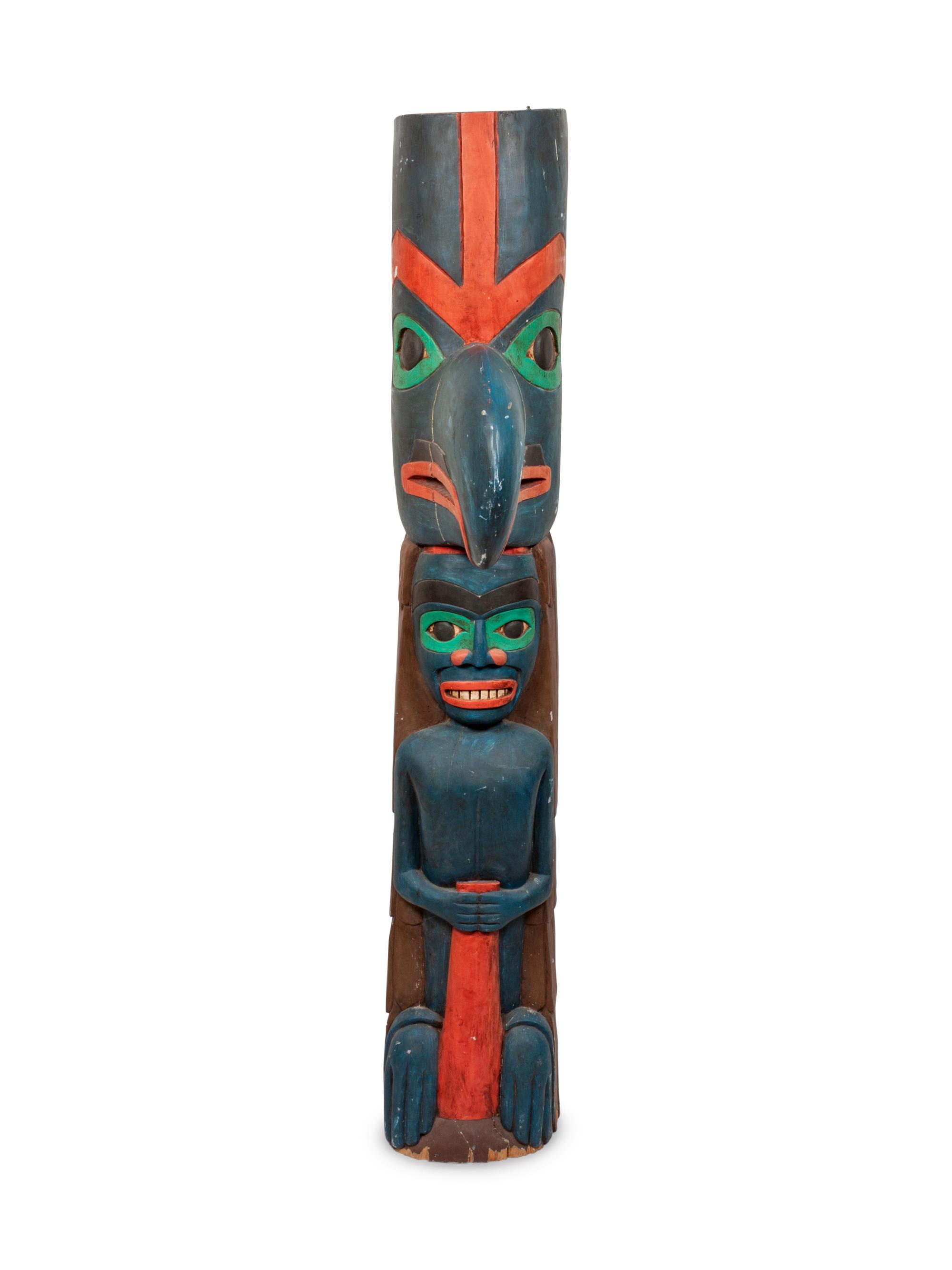 Reproduction Northwest Coast-Style Polychrome Totem Pole