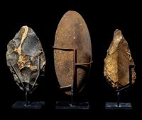 Three Prehistoric Stone Hand Axes