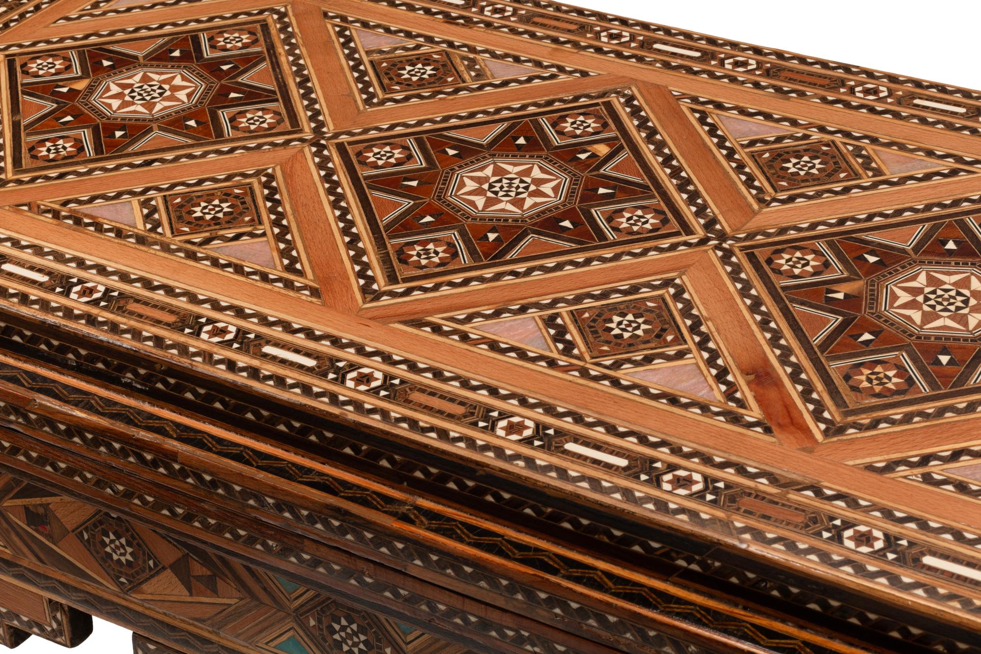 A Levantine Bone and Abalone-Inlaid Mosaic Backgammon Table