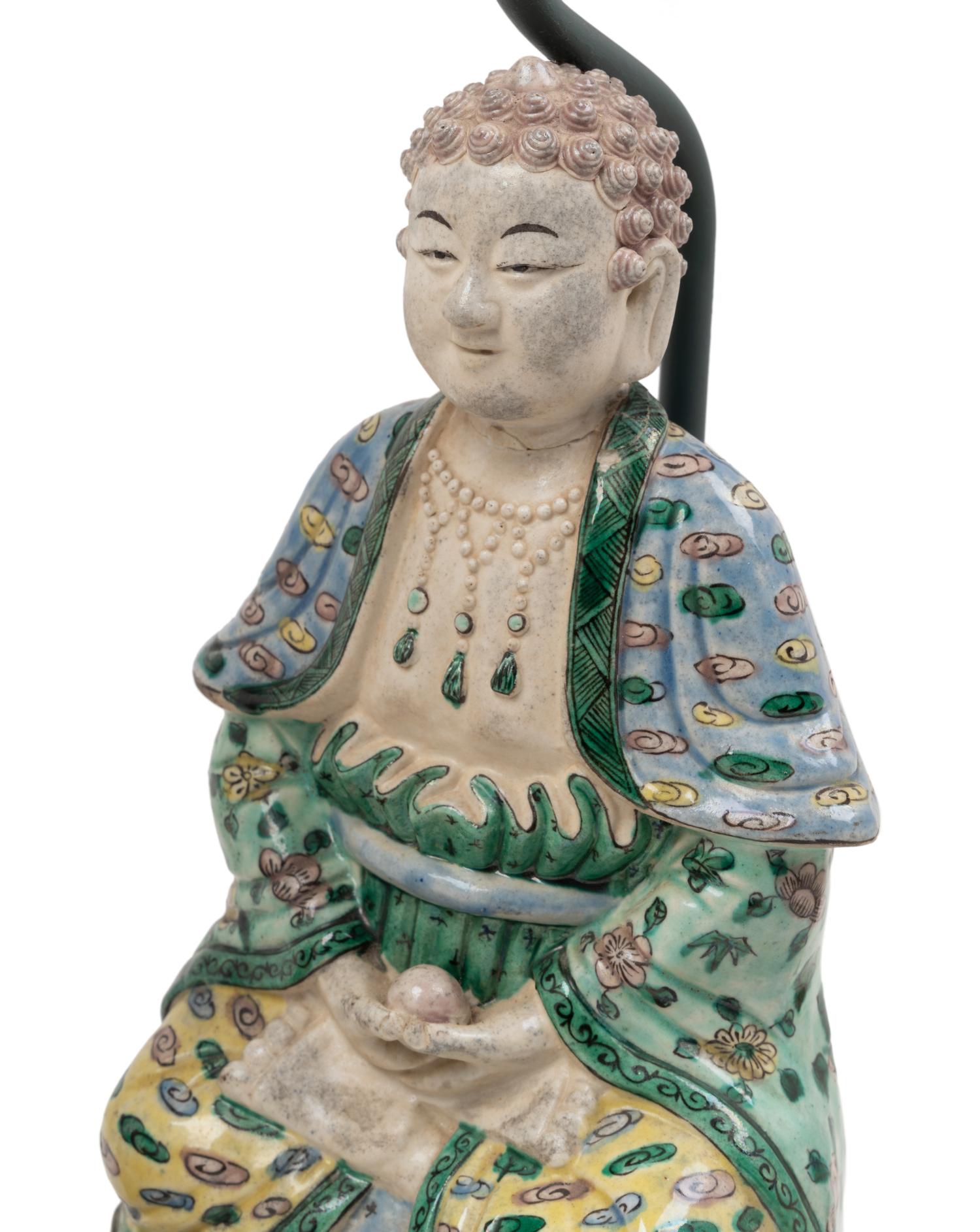 A Pair of Chinese Porcelain Figures Mounted as Lamps