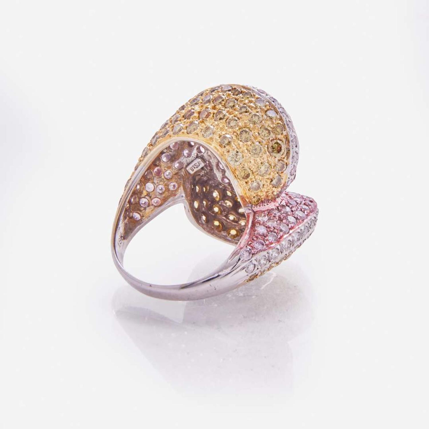An 18K White Gold and Multi-Color Diamond Ring