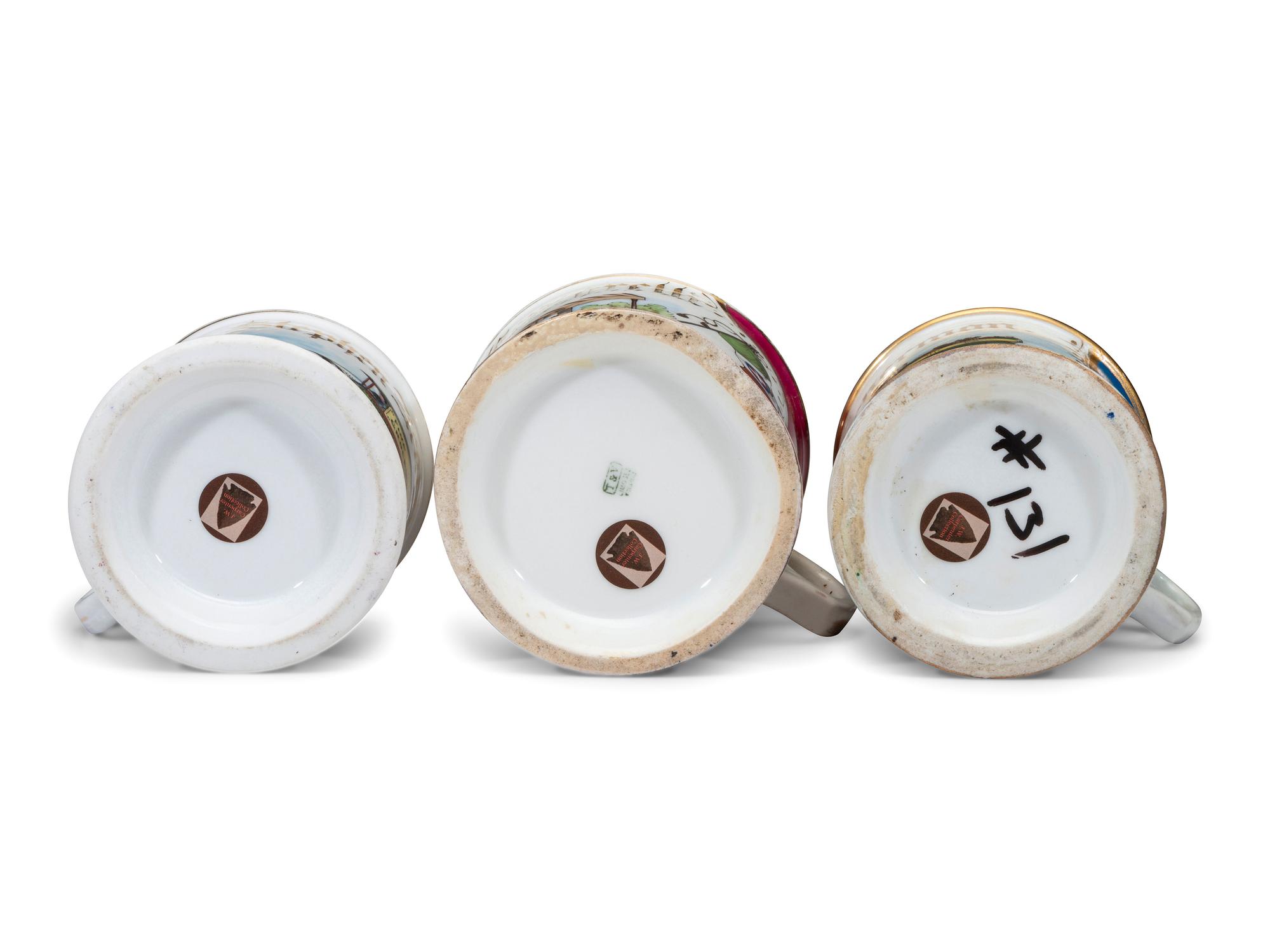 Three Grocer's Porcelain Occupational Shaving Mugs