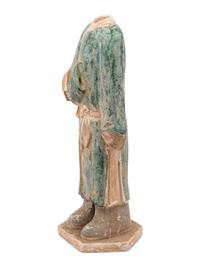 A Chinese Polychrome Decorated Terra Cotta Standing Figure