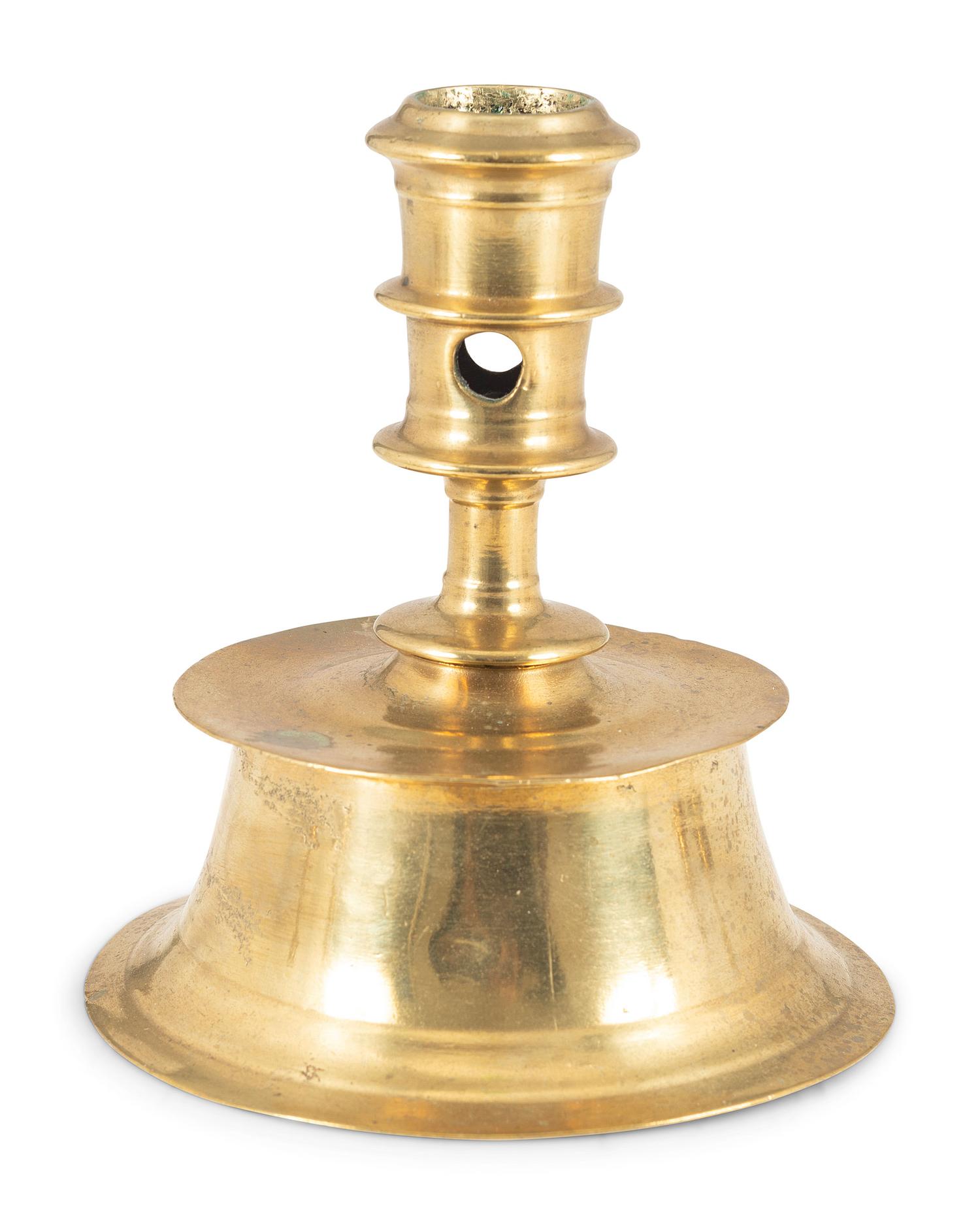 A Continental Brass Capstan Candlestick