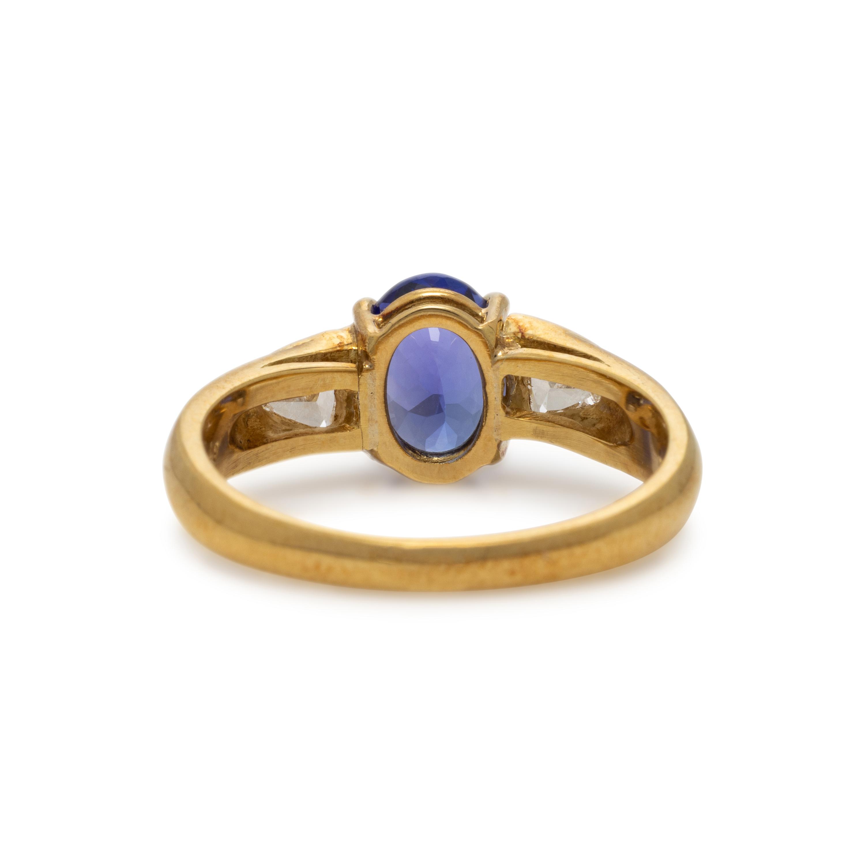 Tanzanite, Diamond, and Yellow Gold Ring