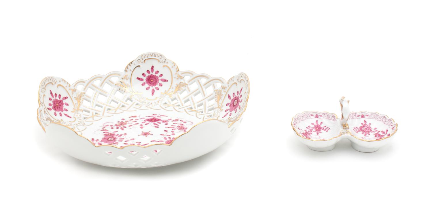 A Meissen Reticulated Dish and Double Salt Diameter of first 9 1/4 inches. — 19TH/20TH CENTURY