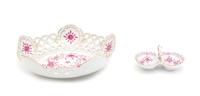 A Meissen Reticulated Dish and Double Salt Diameter of first 9 1/4 inches. — 19TH/20TH CENTURY