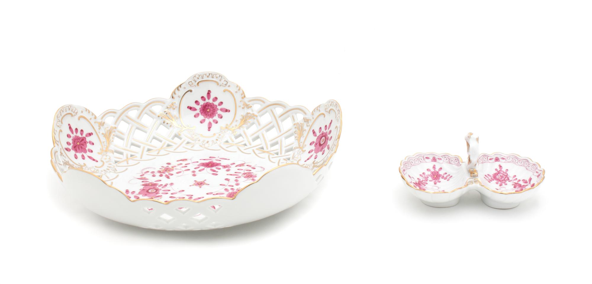 A Meissen Reticulated Dish and Double Salt Diameter of first 9 1/4 inches. — 19TH/20TH CENTURY