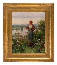 Among the Flowers, Rolleboise (Girl with Rake) , 1904