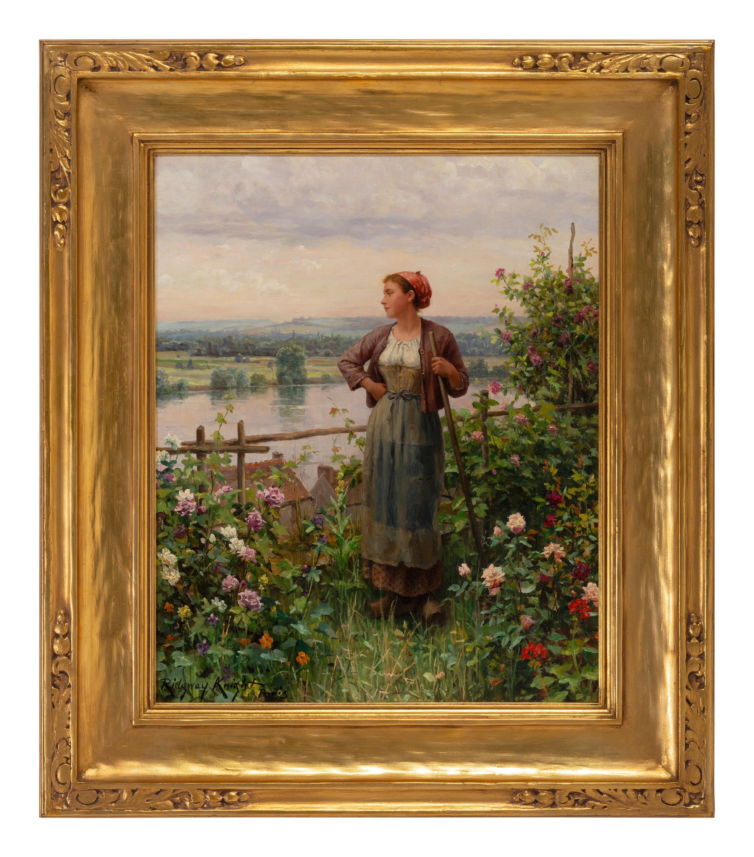 Among the Flowers, Rolleboise (Girl with Rake) , 1904