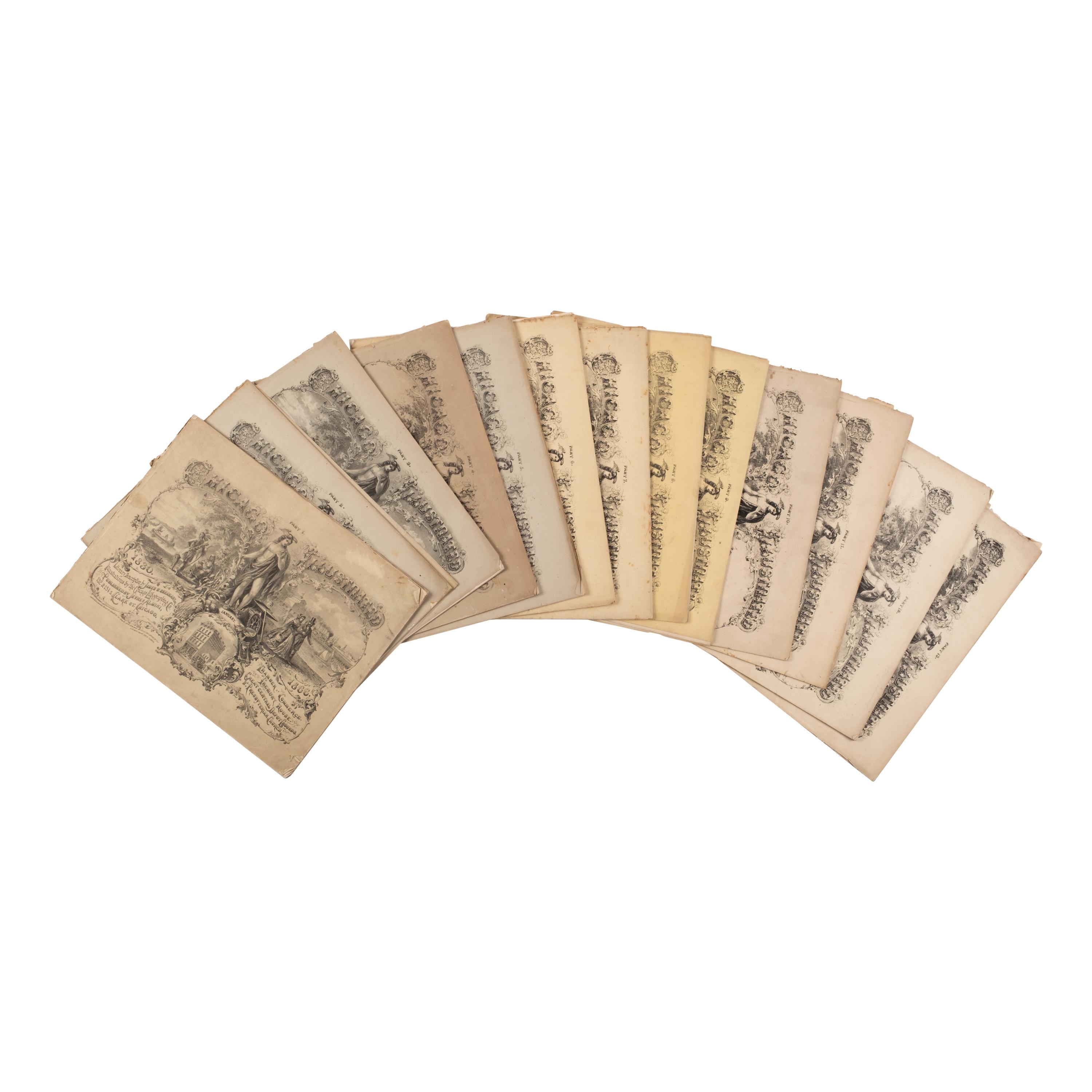 [Chicago Pre-Fire]. Sheahan, James W. (1824-1883), text, and Louis Kurz (1833-1921), artist. Chicago Illustrated. Chicago: Jevne & Almini, January 1866-January 1867.