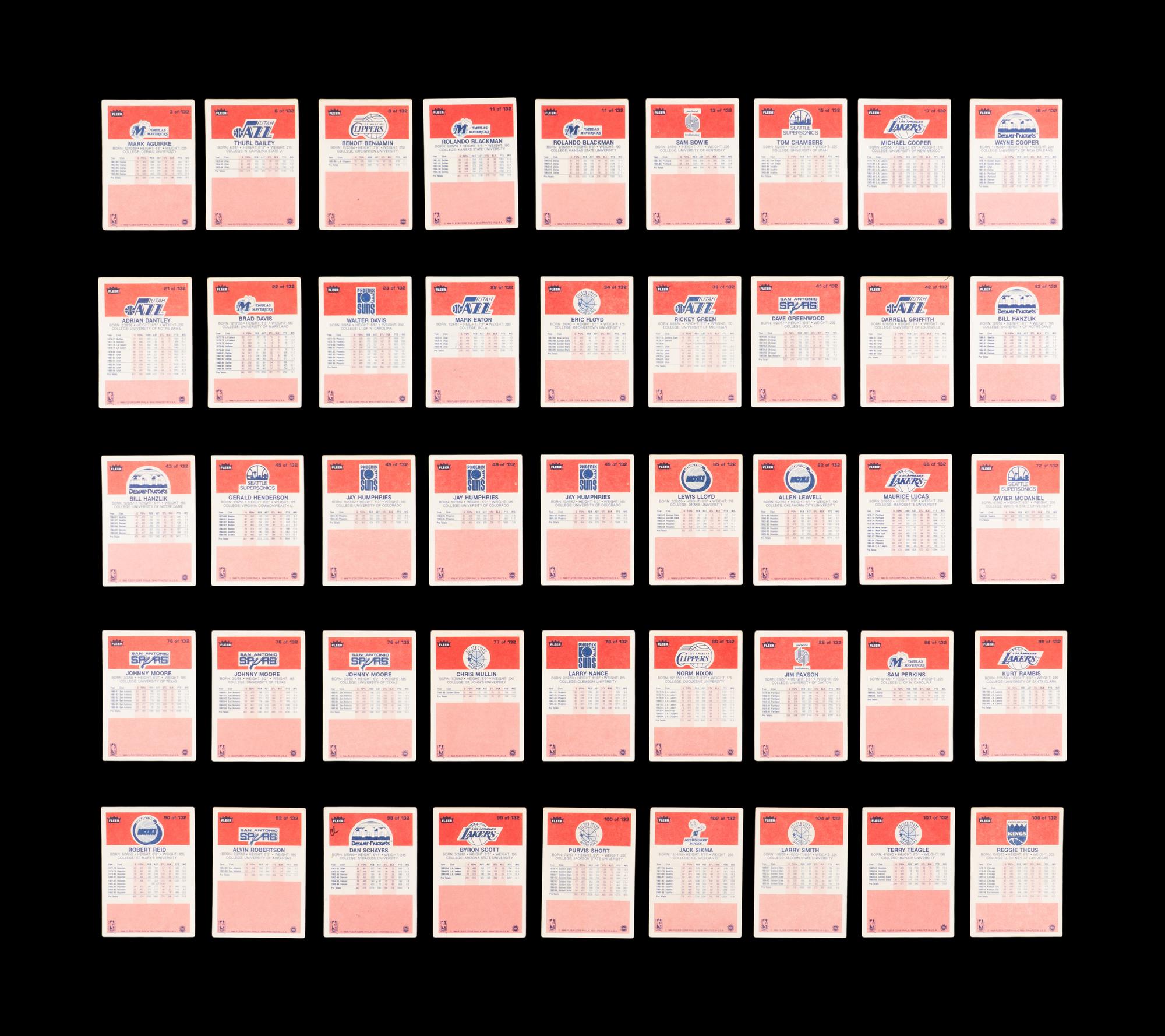 A Collection of 1986-87 Fleer Signed Autograph Basketball Cards (50)