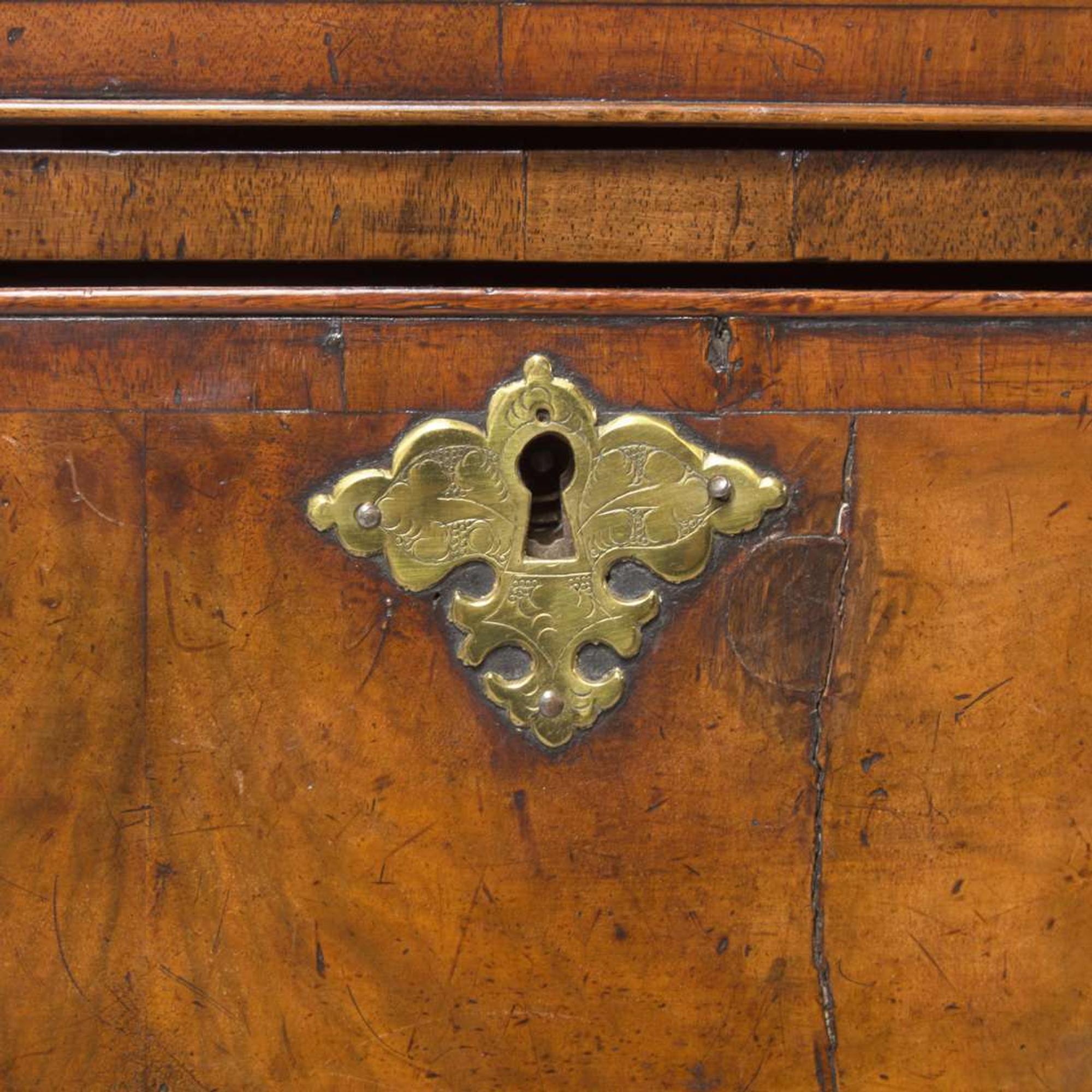A Queen Anne burl walnut veneered high chest circa 1730 and later