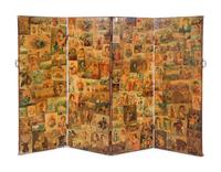 A Victorian Decoupaged Four-Panel Floor Screen