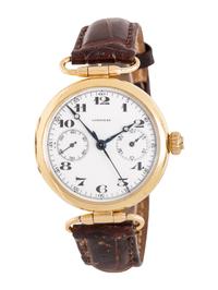 LONGINES, 18K YELLOW GOLD SINGLE BUTTON CHRONOGRAPH WATCH