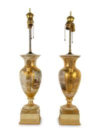 A Pair of Paris Porcelain Vases Mounted as Lamps
