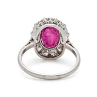 UNHEATED BURMESE RUBY AND DIAMOND RING