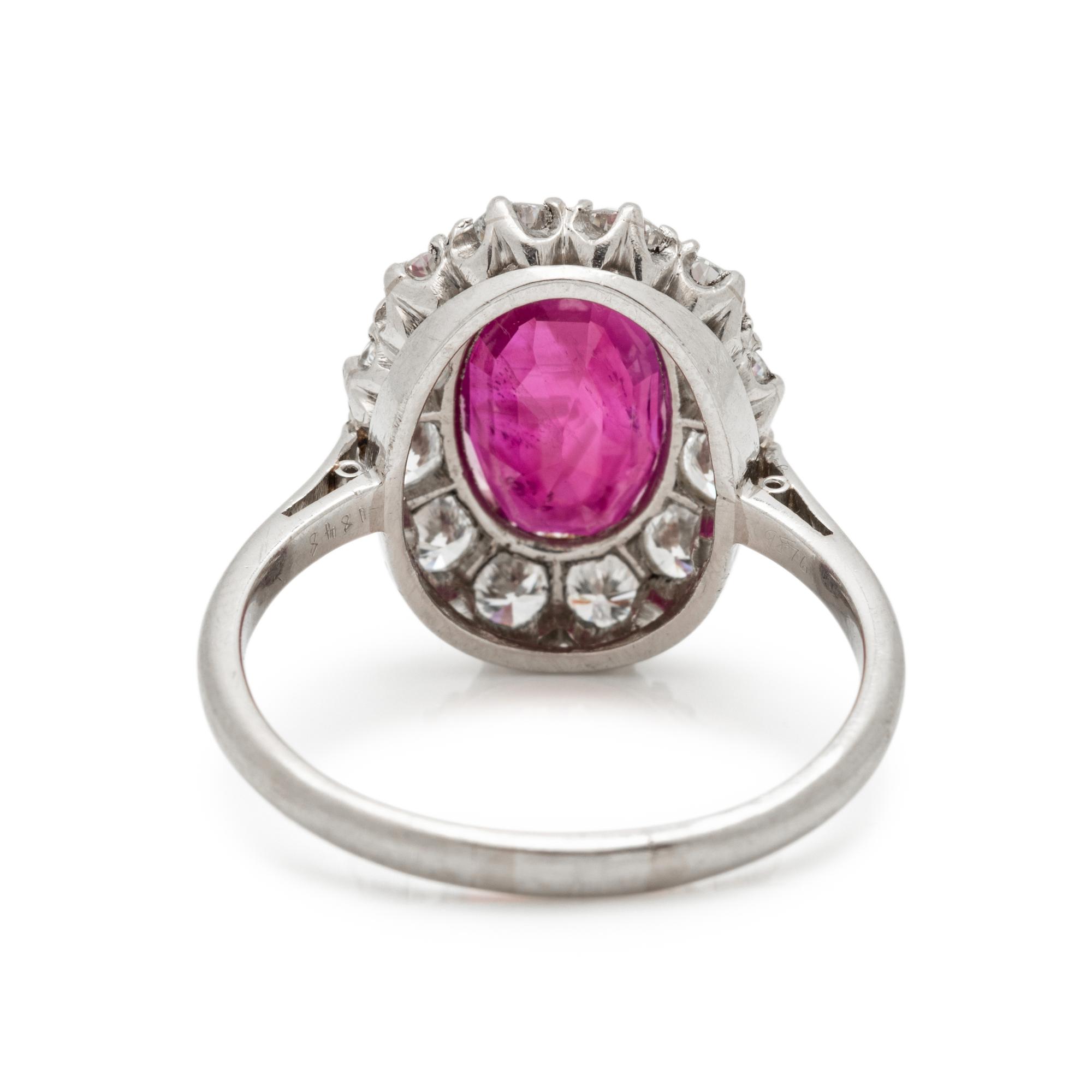 UNHEATED BURMESE RUBY AND DIAMOND RING