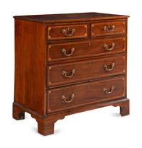 An English Mahogany and Marquetry Chest of Drawers