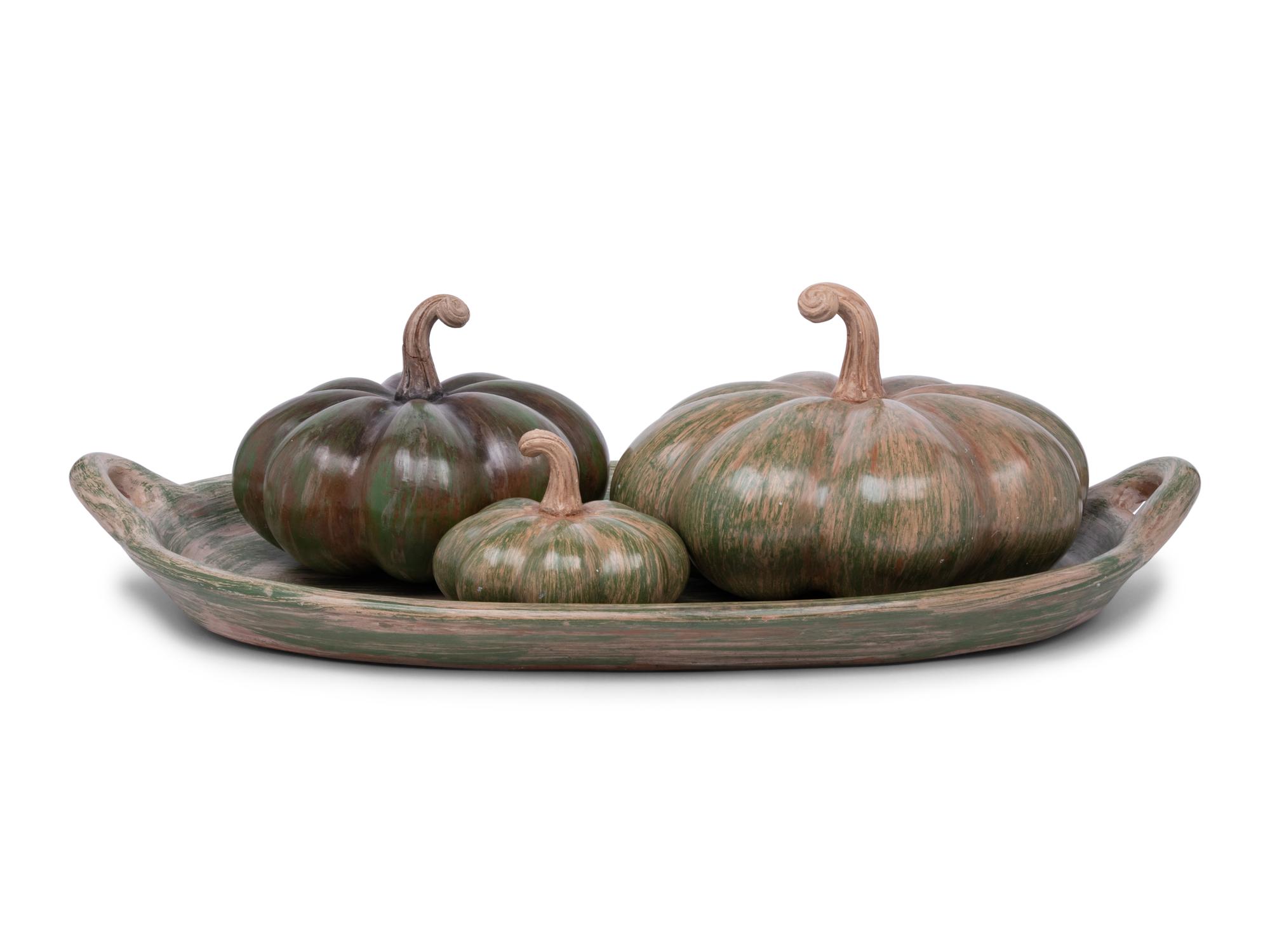 A Set of Earthenware Gourds with a Tray