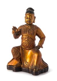 A Gilt Lacquered Wood Figure of a Warrior — QING DYNASTY