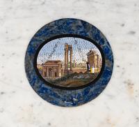 A French Gilt Bronze and Italian Micromosaic-Inset White Marble Guéridon