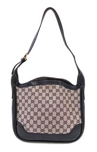 A Gucci Blue Monogram Shoulder Bag, 11" x 9.5" x 3"; Strap drop: 10".