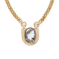 BULGARI, AGATE CAMEO, DIAMOND AND YELLOW GOLD NECKLACE