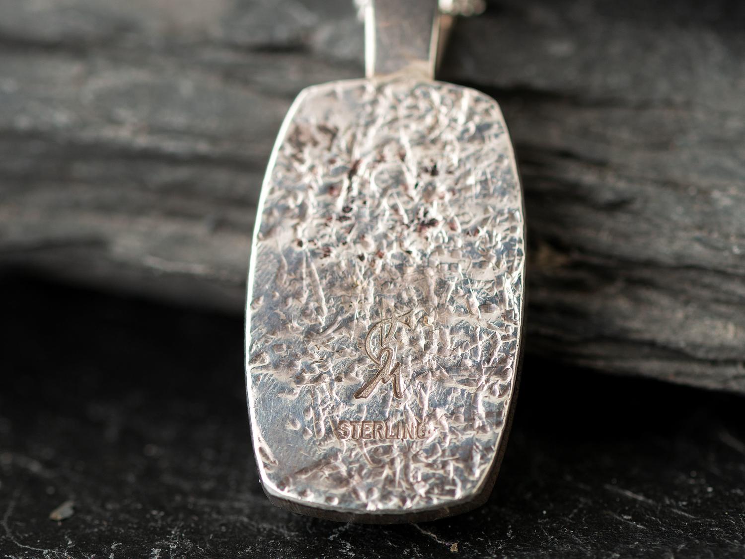 Sterling Silver, Jade, and Boulder Opal Pendant, with 14K Gold Accent