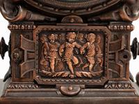 An Ansonia Prosperity Silvered Metal Figural Mantel Clock