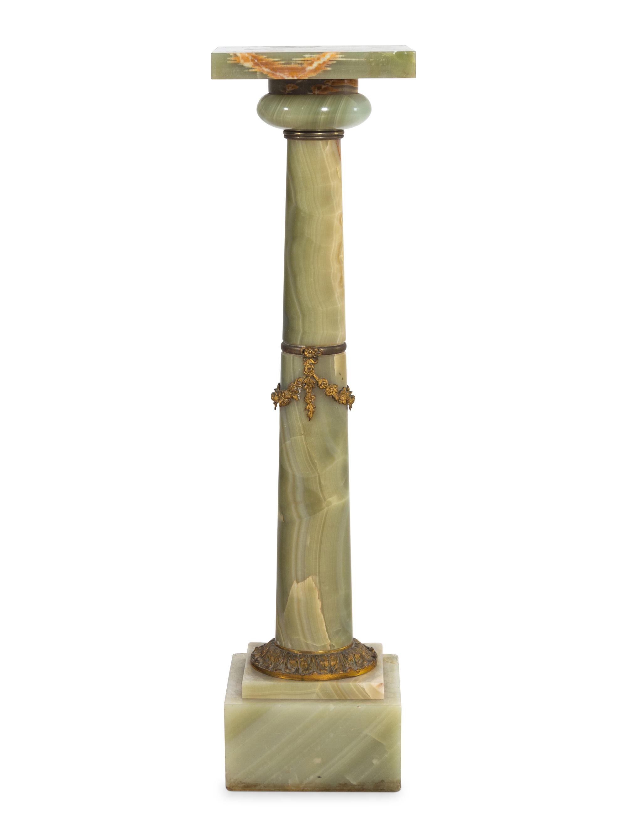 A Continental Gilt Bronze Mounted Onyx Pedestal