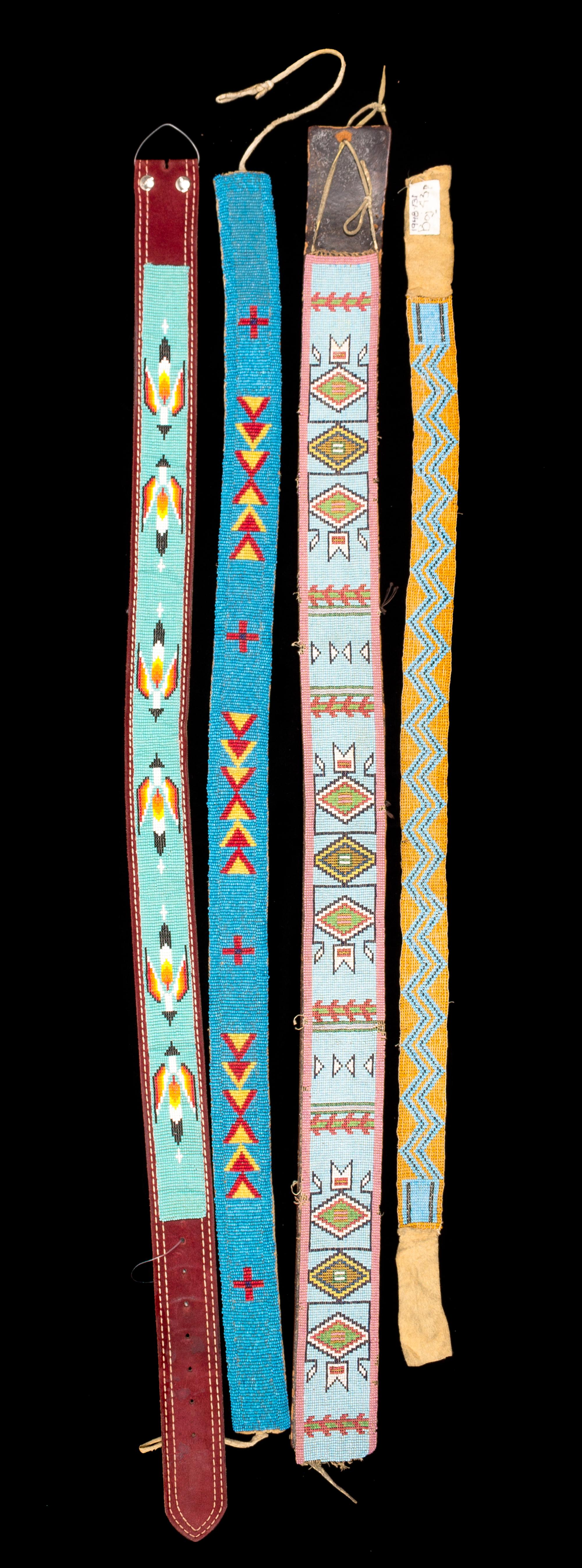 Four Plains/ Plateau Area Beaded Belts Length of longest 37 3/4 inches.