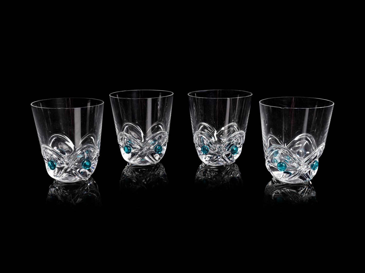 A Set of Sixteen Lalique Flouride Tumblers