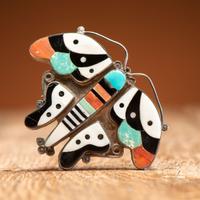 Zuni Silver and Mosaic Inlay Butterfly Pin / Brooch