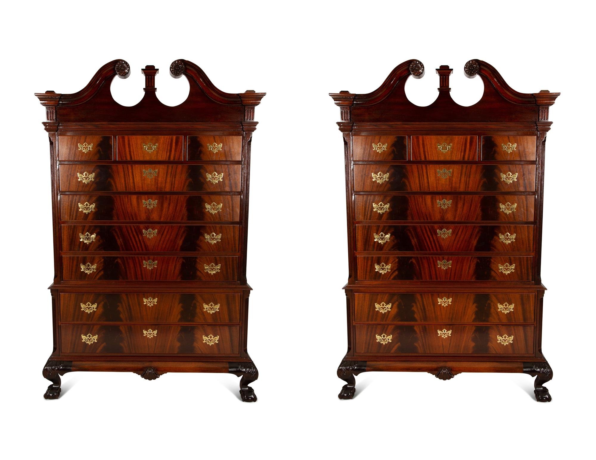 A Pair of George II Style Mahogany Chest on Chests