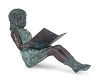 A Bronze Figure of a Young Girl Reading a Book — 20TH CENTURY