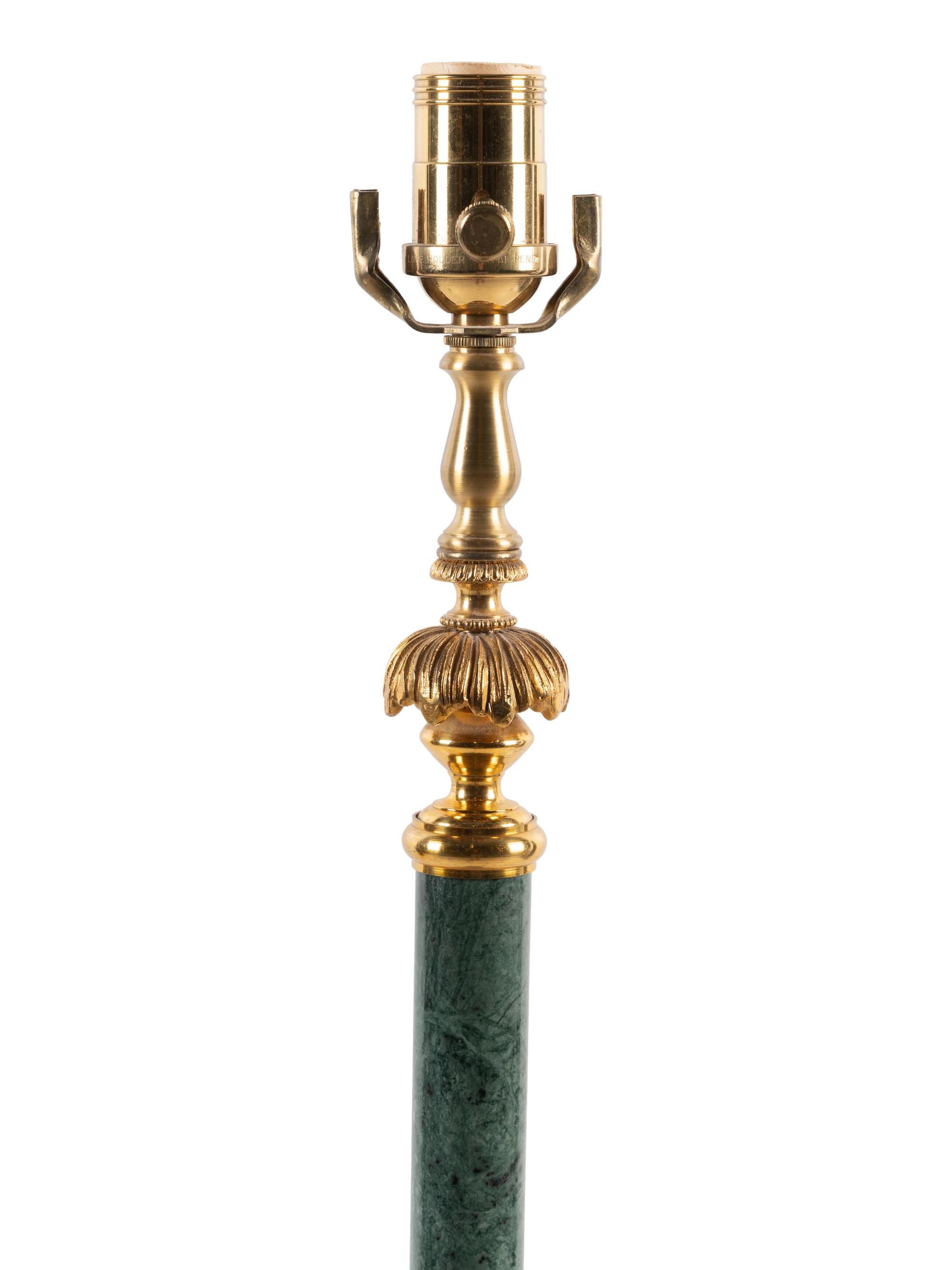 A Continental Gilt Metal Mounted Marble Floor Lamp