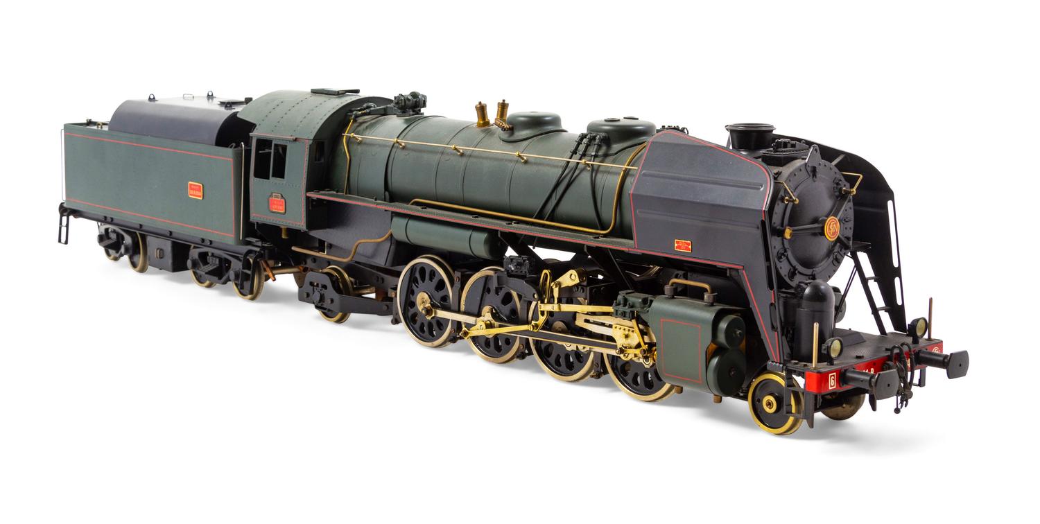 An Aster/Fulgurex Polychrome 1-Gauge S.N.C.F 2-8-2 Locomotive and Tender